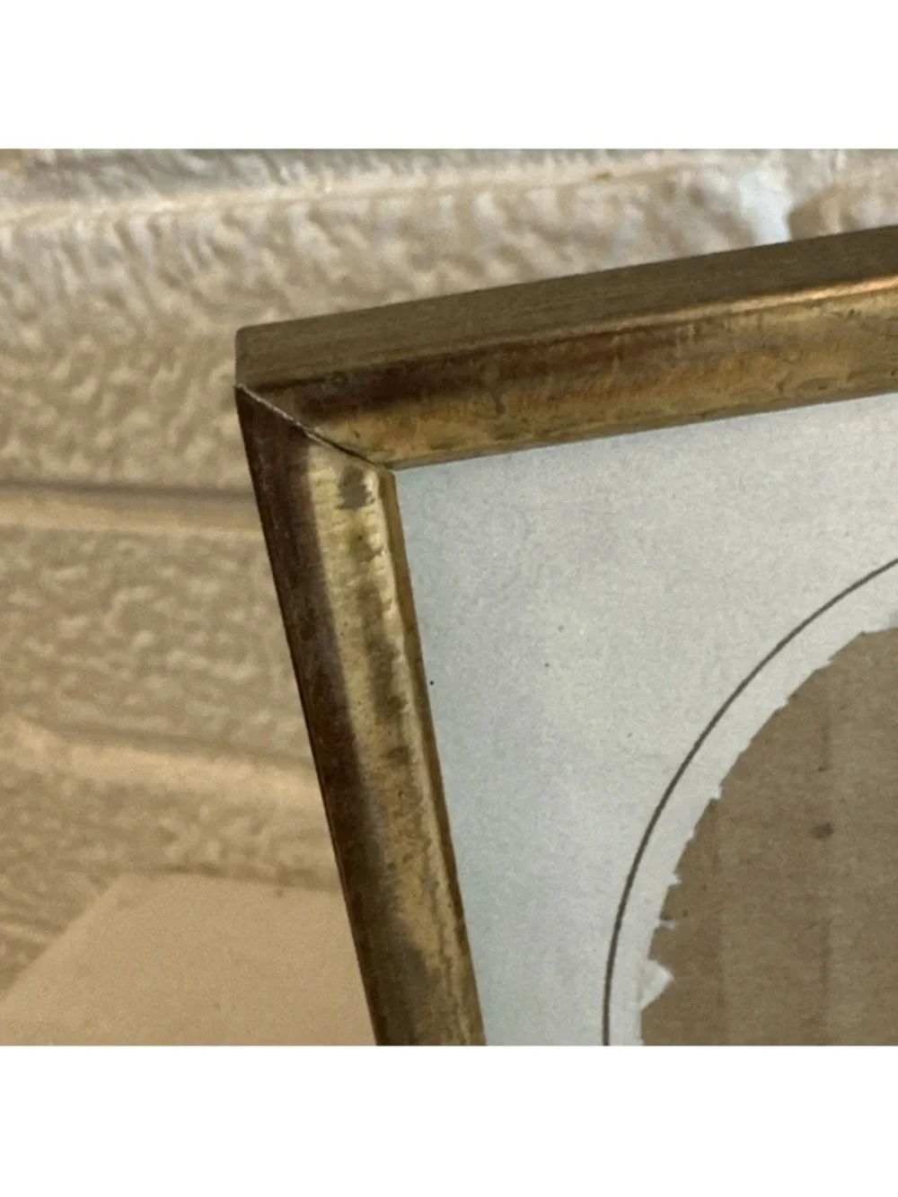 VTG MCM Mini 5x 4” BI-FOLD- Gold Brass Picture Frame With Oval Mat